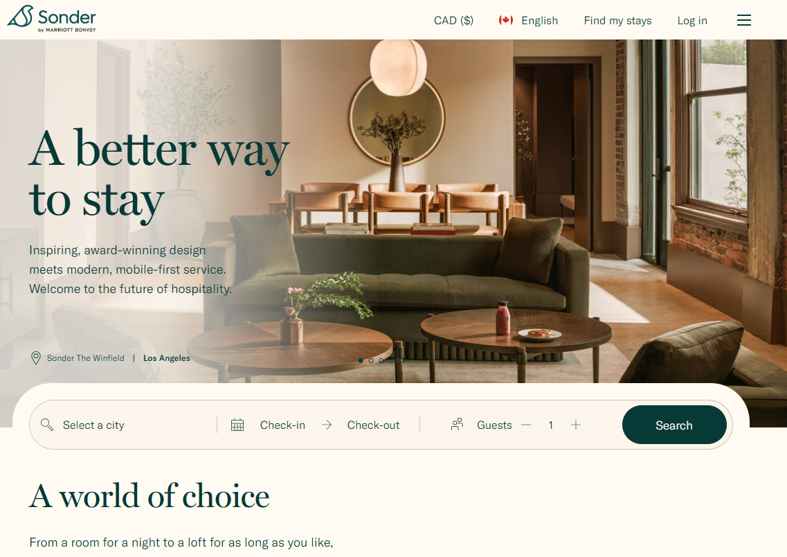 a screenshot of Sonder website
